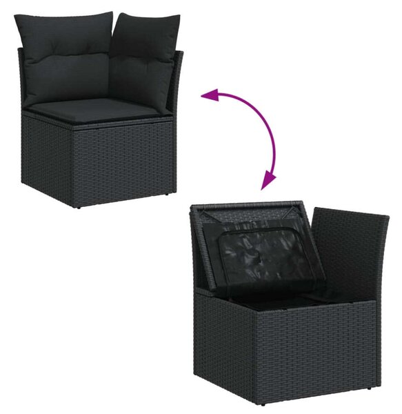 VidaXL Polyrattan Kerti Ülőgarnitúra - 7 részes - Fekete