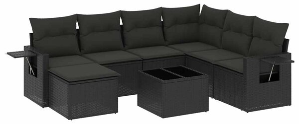 VidaXL Polyrattan Kerti Ülőgarnitúra - 8 részes - Fekete