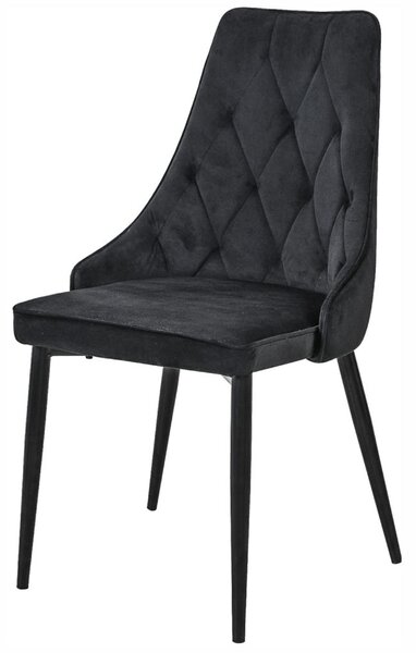 AKORD SJ.054 Glamour Bársony Étkezőszék Fekete Steppelt CSJ.054-BL