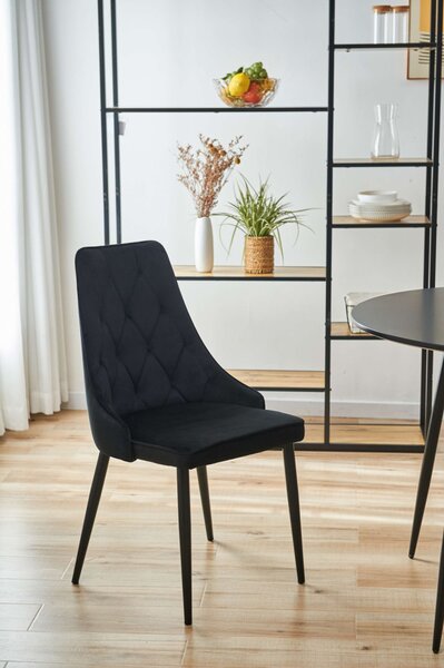 AKORD SJ.054 Glamour Bársony Étkezőszék Fekete Steppelt CSJ.054-BL