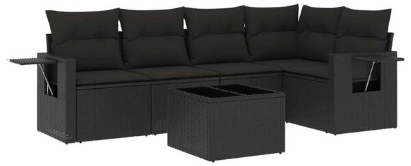 Polyrattan Kerti Ülőgarnitúra - 6 részes - Fekete