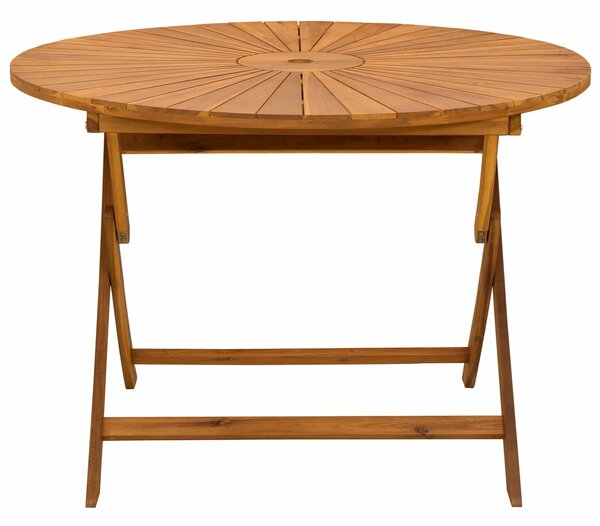 VidaXL Összecsukható kertasztal Természetes Ø110 x 75 cm Tömör Akácfa