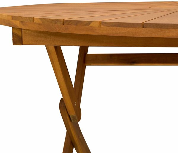 VidaXL Összecsukható kertasztal Természetes Ø110 x 75 cm Tömör Akácfa