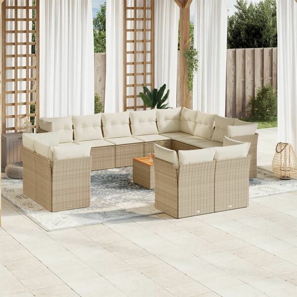 VidaXL Polyrattan Kerti Ülőgarnitúra - 13 részes - Bézs