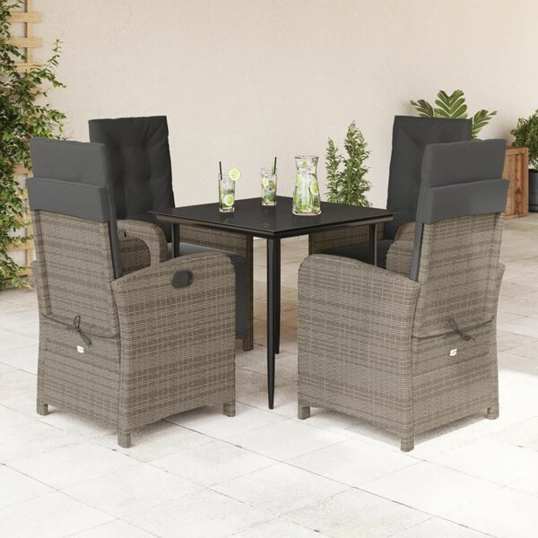 VidaXL 5 részes Kerti Étkezőgarnitúra - Szürke Polyrattan