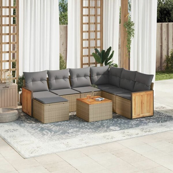 VidaXL Polyrattan Kerti Ülőgarnitúra - 8 részes - Bézs