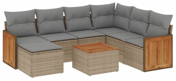 VidaXL Polyrattan Kerti Ülőgarnitúra - 8 részes - Bézs