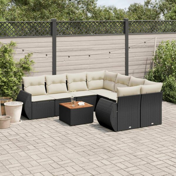VidaXL Polyrattan Kerti Ülőgarnitúra - 9 részes - Fekete