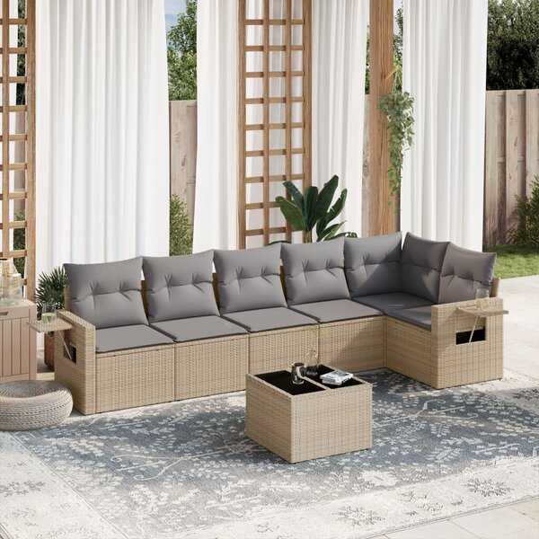 VidaXL Polyrattan Kerti Ülőgarnitúra - 7 részes - Bézs