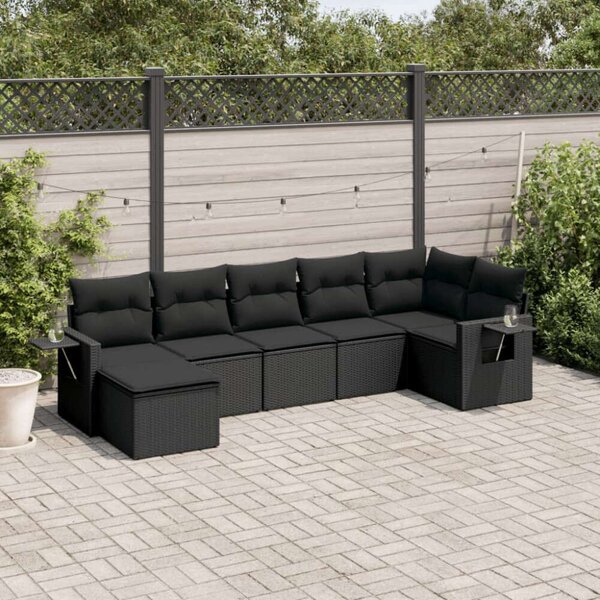 VidaXL Polyrattan Kerti Ülőgarnitúra - 7 részes - Fekete