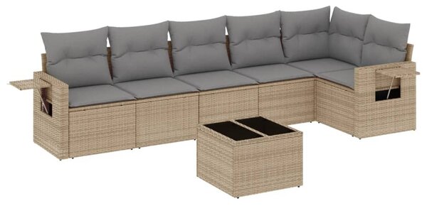 VidaXL Polyrattan Kerti Ülőgarnitúra - 7 részes - Bézs
