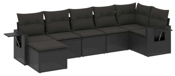 VidaXL Polyrattan Kerti Ülőgarnitúra - 7 részes - Fekete