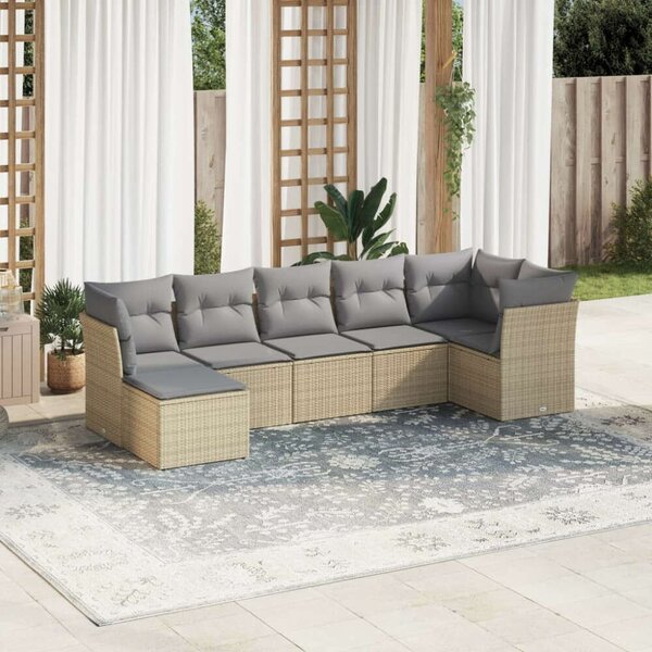VidaXL Polyrattan Kerti Ülőgarnitúra - 7 részes - Bézs