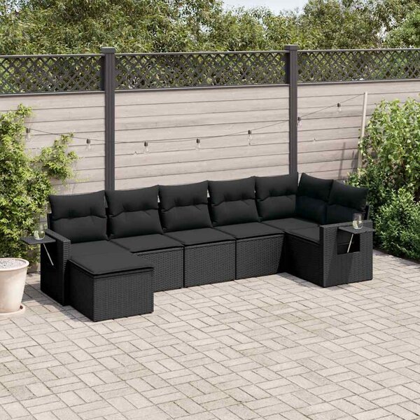 VidaXL Polyrattan Kerti Ülőgarnitúra - 7 részes - Fekete