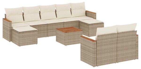 VidaXL Polyrattan Kerti Ülőgarnitúra - 10 részes - Bézs