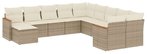 VidaXL 11 részes bézs polyrattan kerti ülőgarnitúra párnákkal