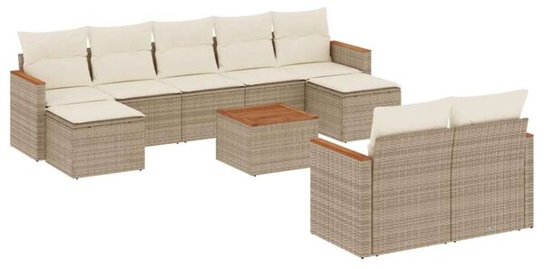 VidaXL Polyrattan Kerti Ülőgarnitúra - 10 részes - Bézs