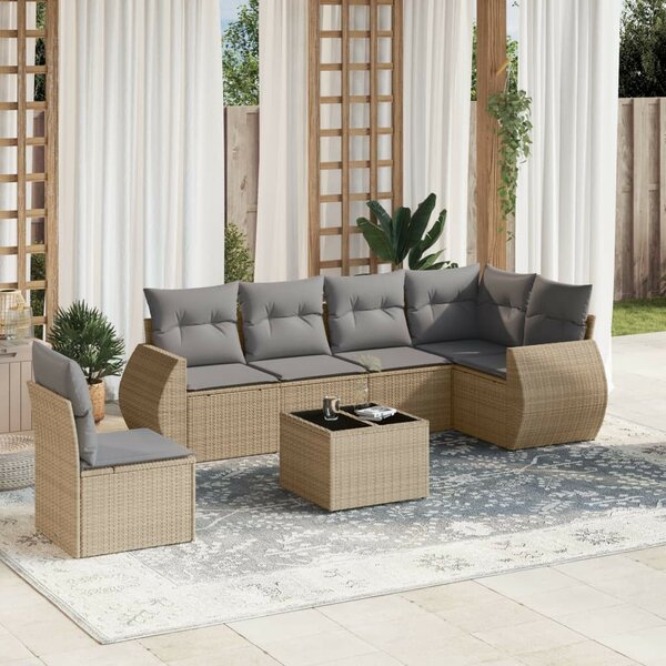 VidaXL Polyrattan Kerti Ülőgarnitúra - 7 részes - Bézs