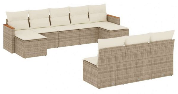 VidaXL Polyrattan Kerti Ülőgarnitúra - 10 részes - Bézs