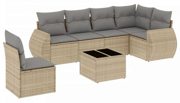 VidaXL Polyrattan Kerti Ülőgarnitúra - 7 részes - Bézs