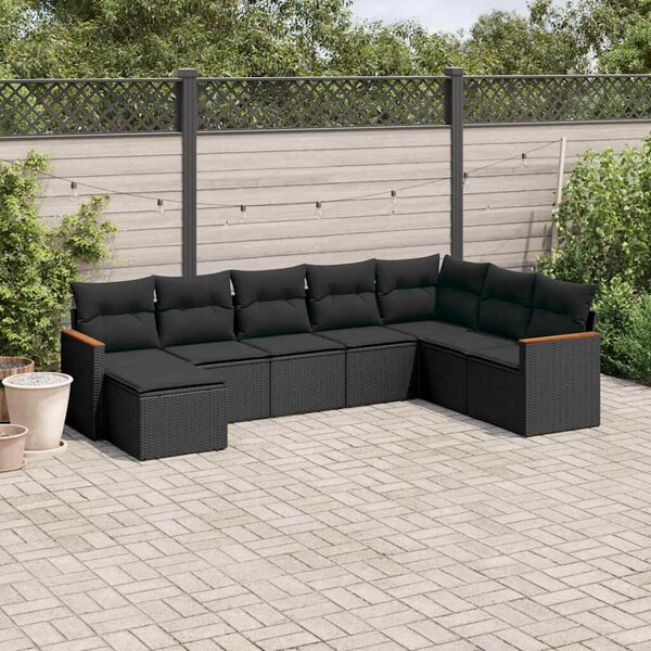 VidaXL Polyrattan Kerti Ülőgarnitúra - 8 részes - Fekete