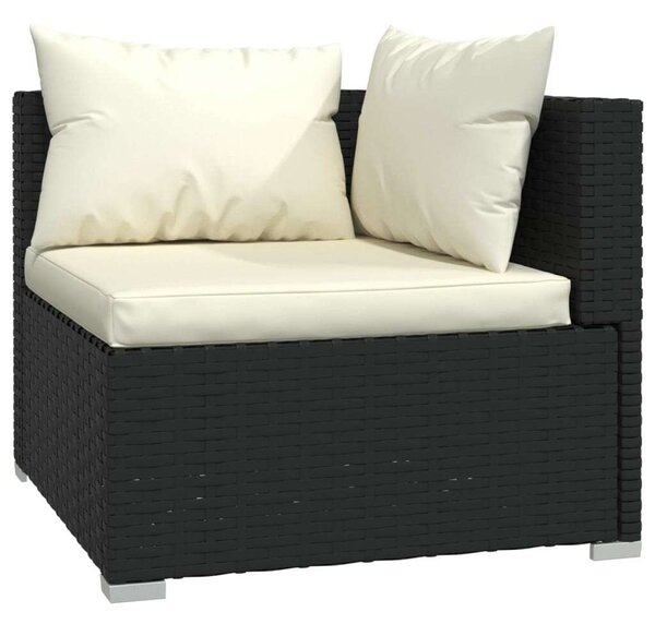 VidaXL 11 részes fekete polyrattan kerti ülőgarnitúra párnákkal