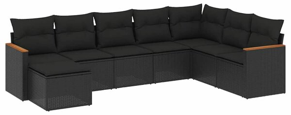 VidaXL Polyrattan Kerti Ülőgarnitúra - 8 részes - Fekete