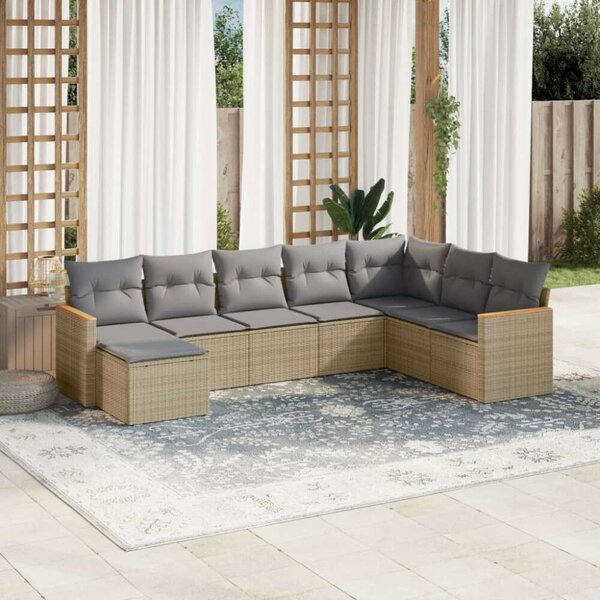 VidaXL Polyrattan Kerti Ülőgarnitúra - 8 részes - Bézs
