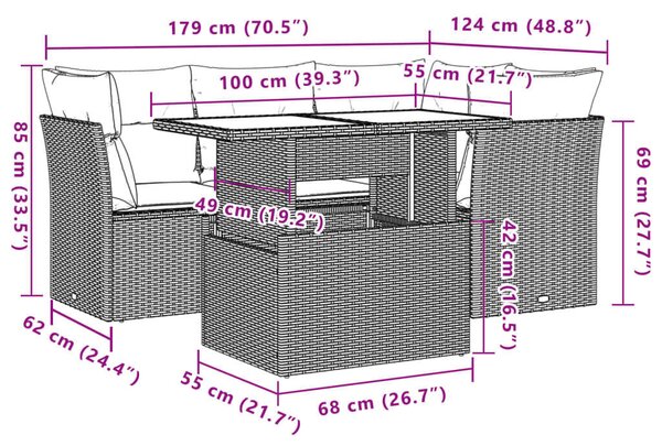 VidaXL 5 részes Kerti Ülőgarnitúra - Bézs Polyrattan