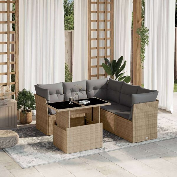 VidaXL Polyrattan Kerti Ülőgarnitúra - 6 részes - Bézs