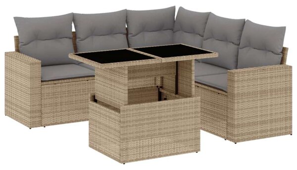 VidaXL Polyrattan Kerti Ülőgarnitúra - 6 részes - Bézs