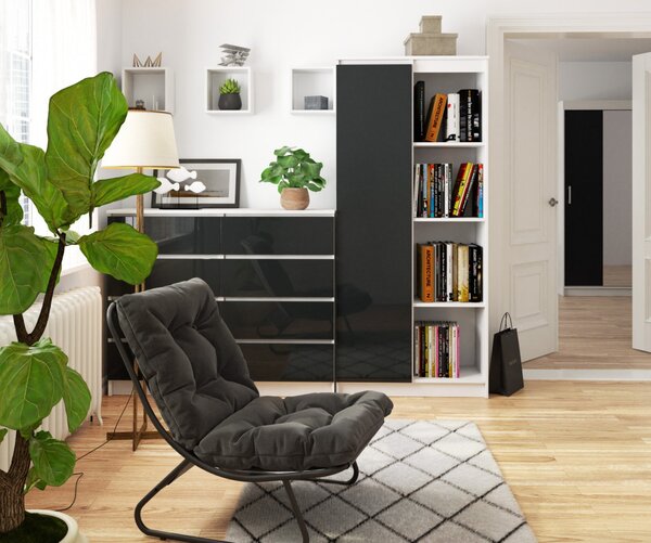 CLP Irodai Könyvespolc Fehér Grafit Magasfényű 80cm