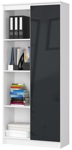 CLP Irodai Könyvespolc Fehér Grafit Magasfényű 80cm