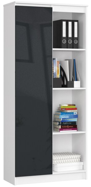 CLP Irodai Könyvespolc Fehér Grafit Magasfényű 80cm