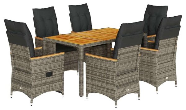 VidaXL Polyrattan Kerti Étkezőgarnitúra - 7 részes - Szürke
