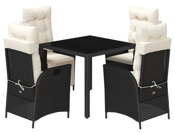 VidaXL - 5 Részes Kerti Étkezőgarnitúra - Polyrattan - Fekete