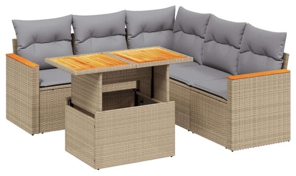VidaXL Polyrattan Kerti Ülőgarnitúra - 6 részes - Bézs