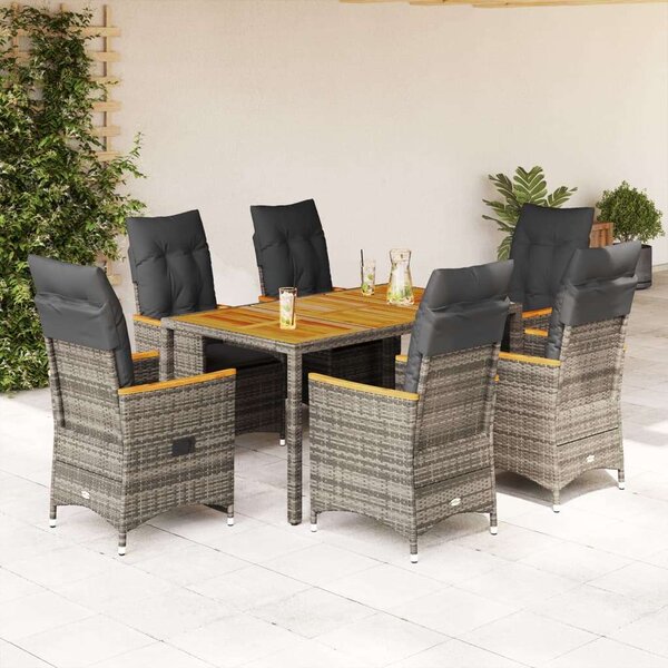 VidaXL Polyrattan Kerti Étkezőgarnitúra - 7 részes - Szürke