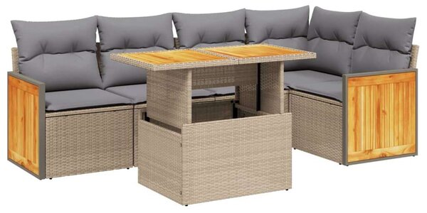 VidaXL Polyrattan Kerti Ülőgarnitúra - 6 részes - Bézs