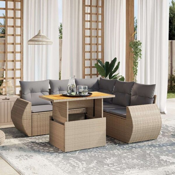 VidaXL Polyrattan Kerti Ülőgarnitúra - 6 részes - Bézs