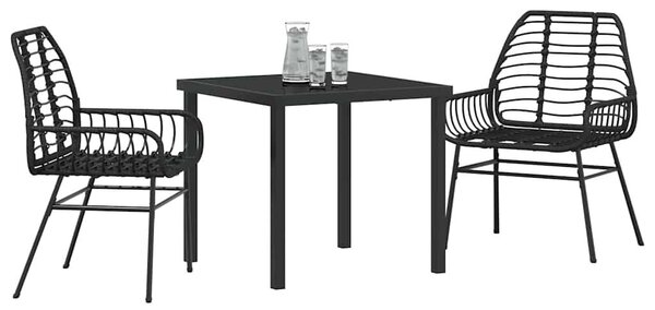 Kert étkező szett 3 pcs Fekete polirattan