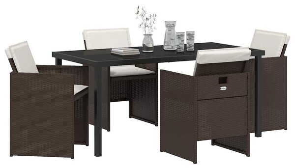 Kert étkező szett 5 pcs Barna polirattan