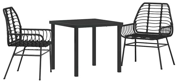 Kert étkező szett 3 pcs Fekete polirattan