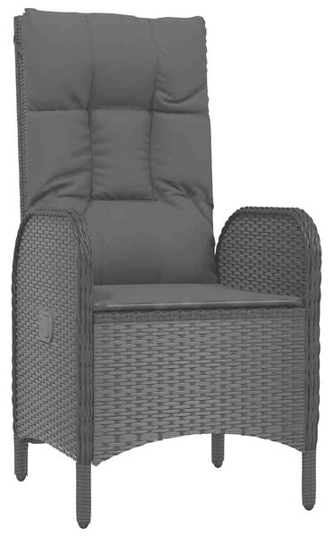 Kert étkező szett párnával 3 pcs Fekete polirattan