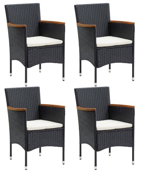 5 részes fekete polyrattan kerti étkezőgarnitúra párnákkal
