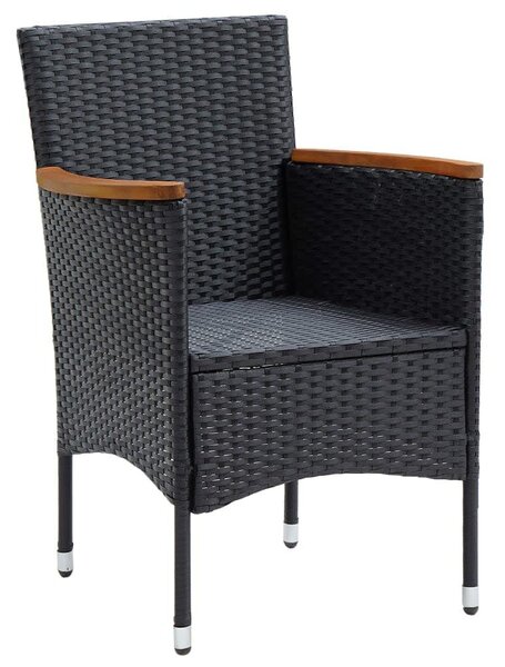 5 részes fekete polyrattan kerti étkezőgarnitúra párnákkal