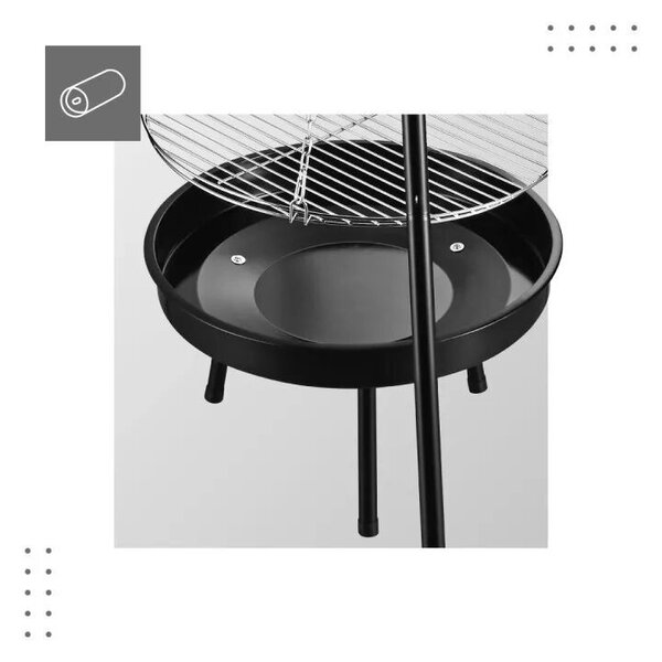 Kerti kandalló grillsütővel 2 az 1-ben 30 fokos sült, fekete