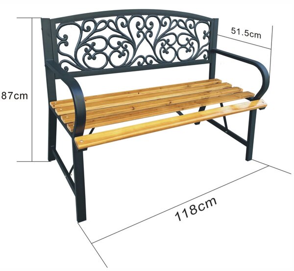 Fancy Garden Nerina Kerti Pad Fém/Fa Fekete Áttört Mintás