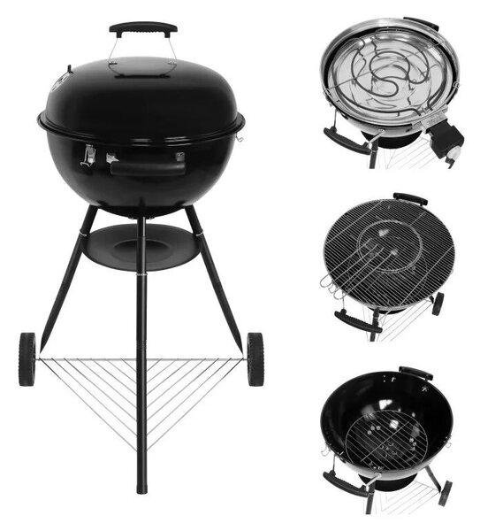 Gregman Roast 2 az 1-ben elektromos szénszálas grill, fekete