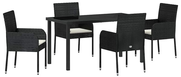 Kert étkező szett párnával 5 pcs Fekete polirattan